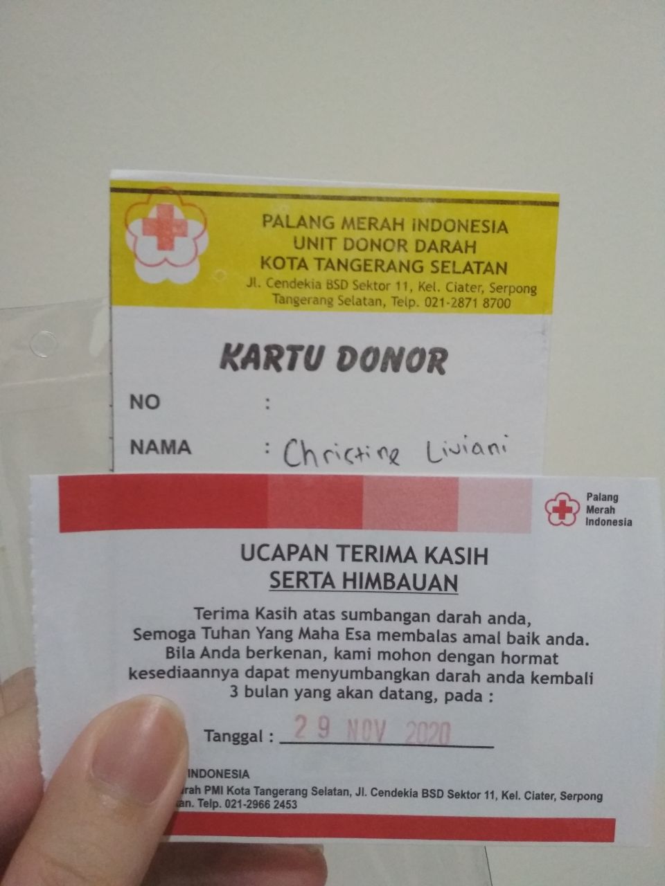 Dapet kartu donor :D